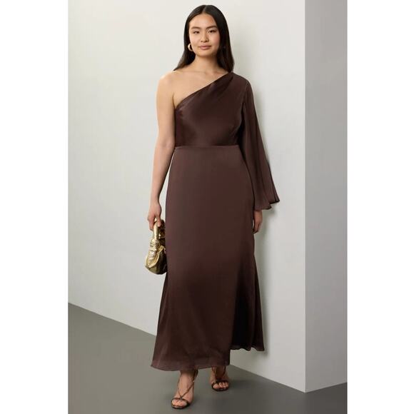 Sachin & Babi Keely Brown One Shoulder Evening Gown Size 16 - Picture 10 of 11